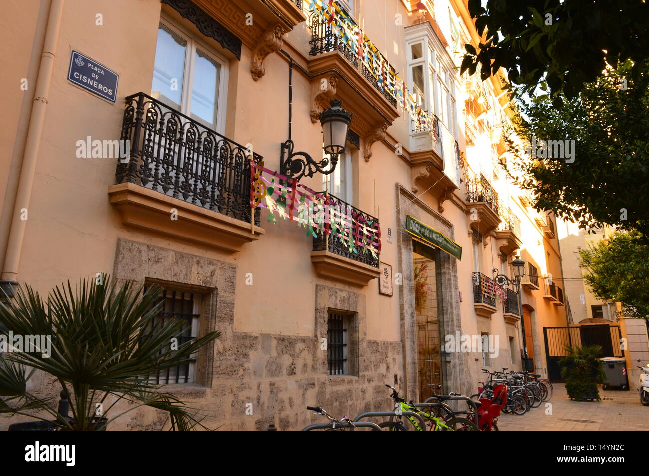 A row of house in Valencia Old Town Stock Photo