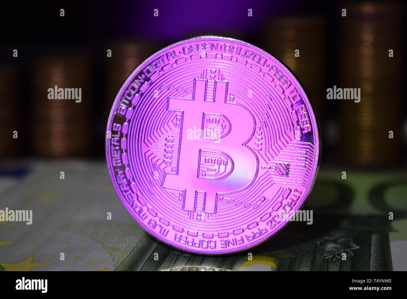 Bitcoin coin is BTC, preferably color pink. The concept of cryptocurrency  Stock Photo - Alamy