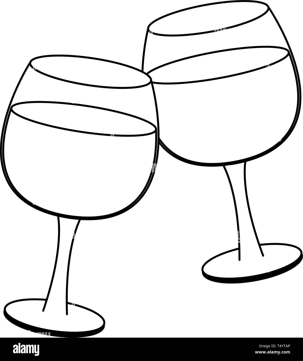 Wine cups toast cartoon in black and white Stock Vector Image & Art - Alamy
