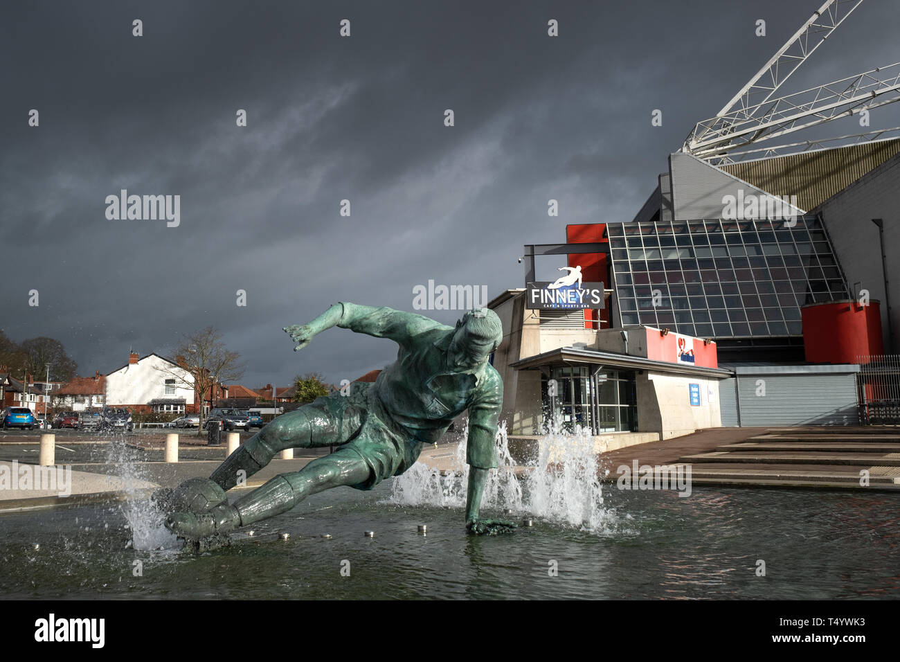 Sir Tom Finney statue outside Preston North End's Deepdale Stadium