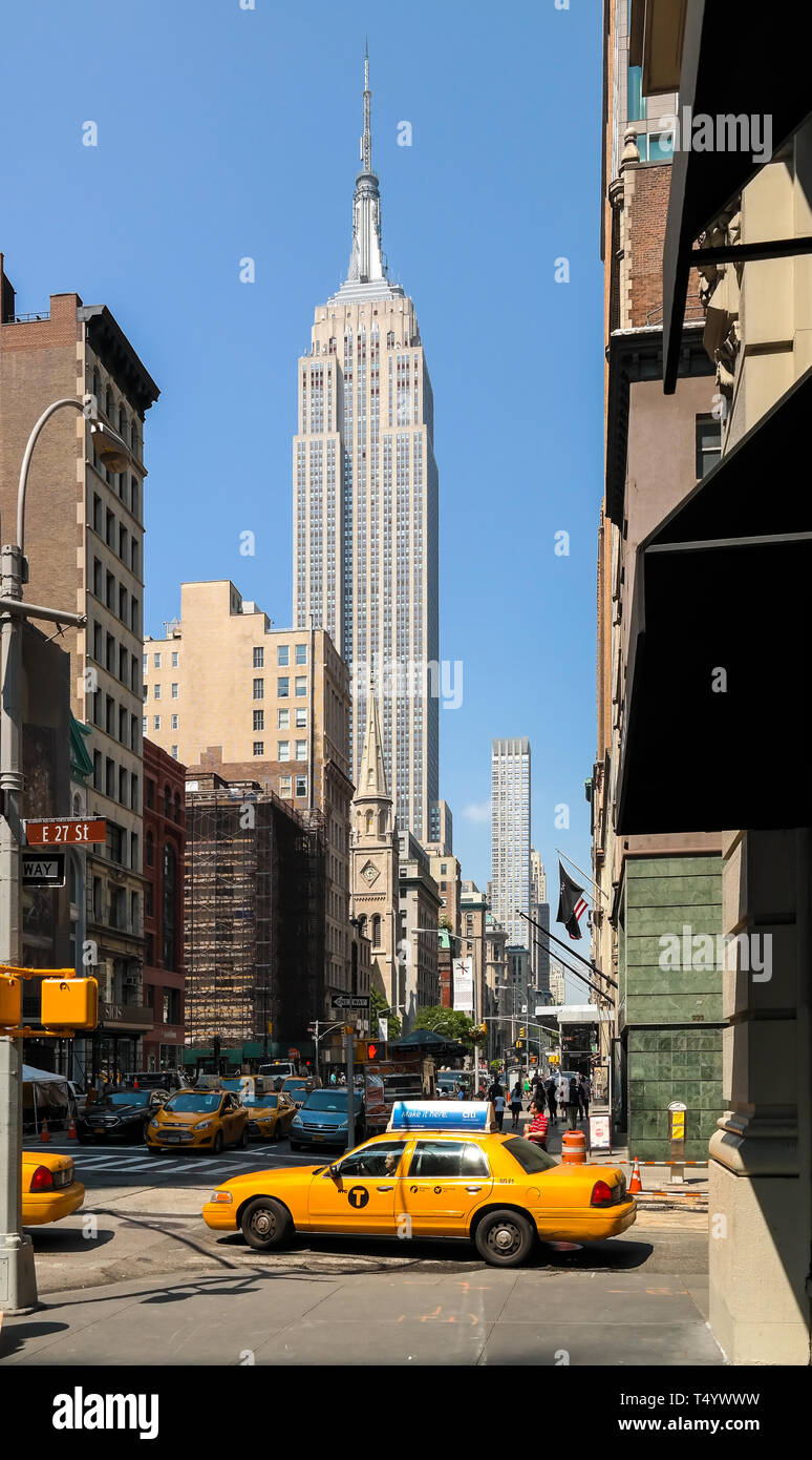 Ney York City, NY, USA 2016-05-28: low angle view of skyscrapers in midtown Manhattan Stock Photo