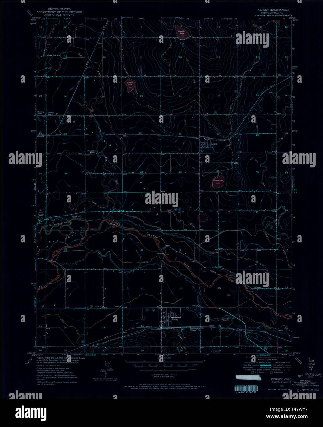 USGS TOPO Map Colorado CO Kersey 401214 1950 24000 Inverted Restoration