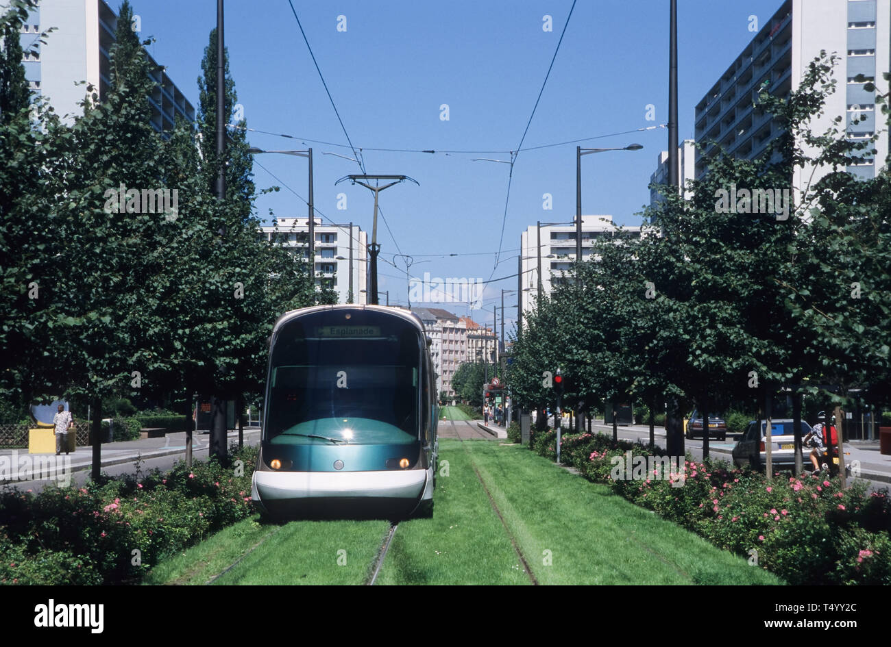 Strasbourg, moderne Straßenbahn, Esplanade - Strasbourg, modern Tramway, Esplanade Stock Photo
