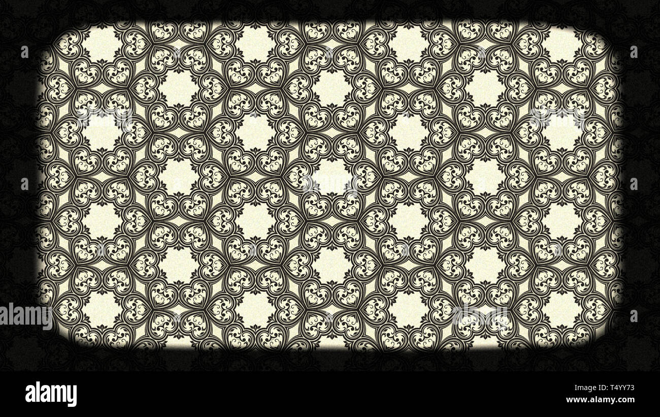 Black and Brown Vintage Ornamental Pattern Wallpaper Stock Photo