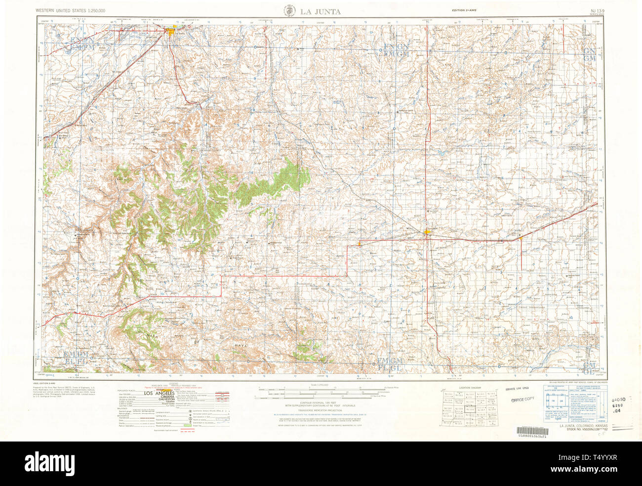 USGS TOPO Map Colorado CO La Junta 403136 1968 250000 Restoration Stock Photo