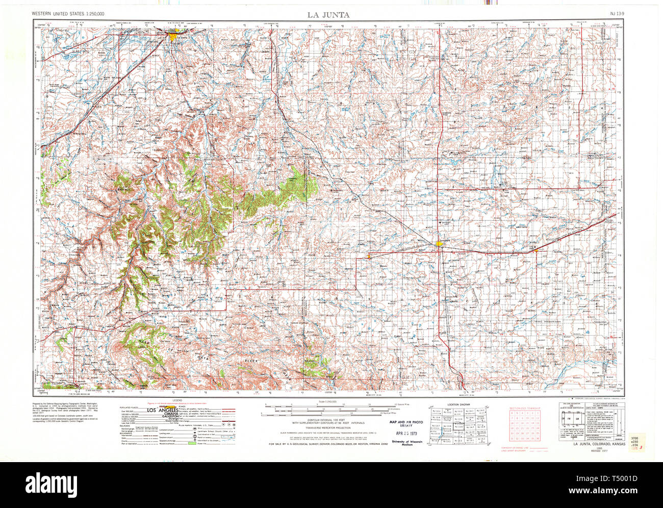 USGS TOPO Map Colorado CO La Junta 707431 1955 250000 Restoration Stock Photo