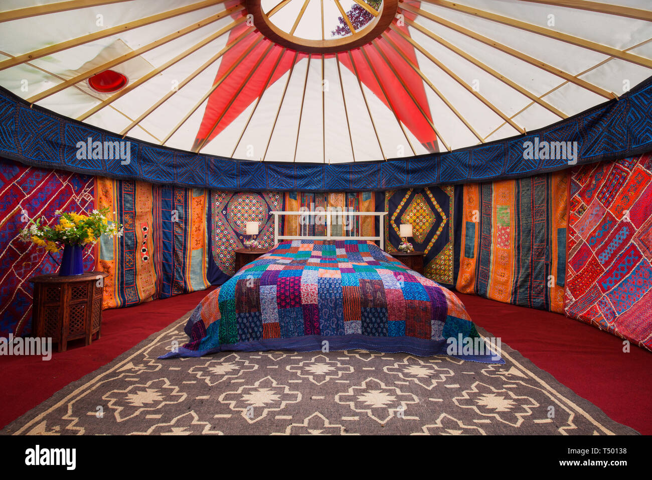 The Interior Of A Bright Colourful Moroccan Style Yurt Tent