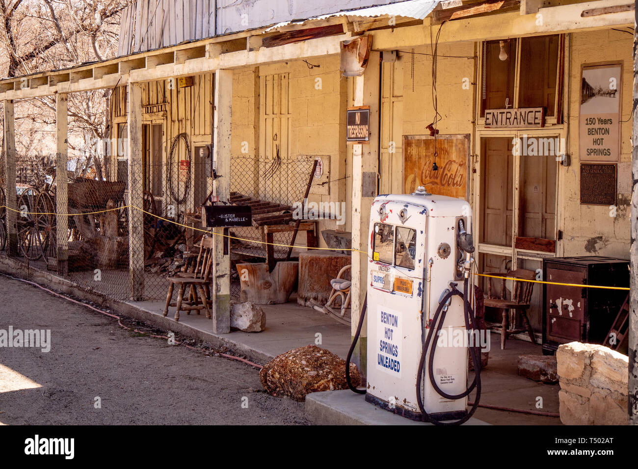 Old gas station in the village of Benton BENTON, USA MARCH 29, 2019