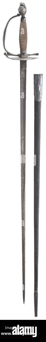 Lot - WEAPON: Sword scabbard, c. 1870, nickeled with leather sword