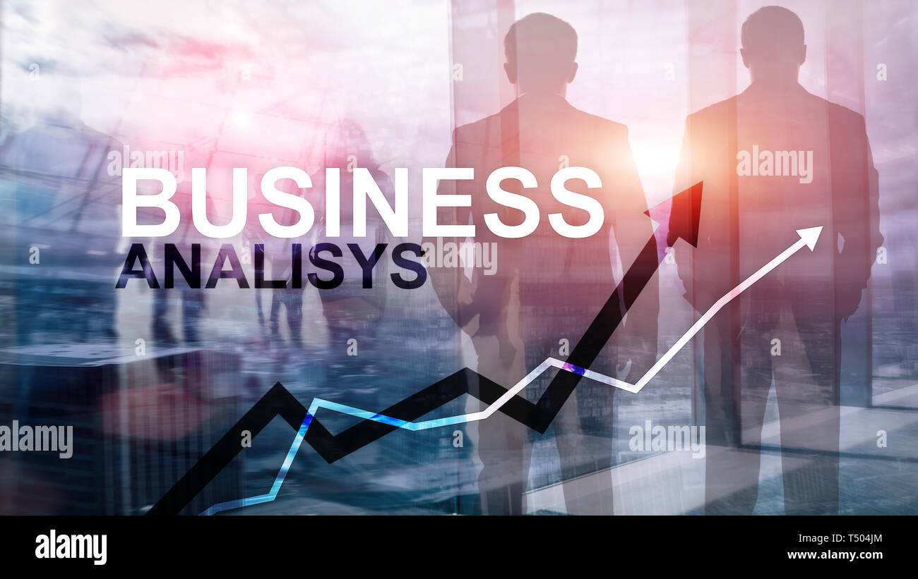 Business analysis diagrams and graphs on virtual screen. Financial and ...