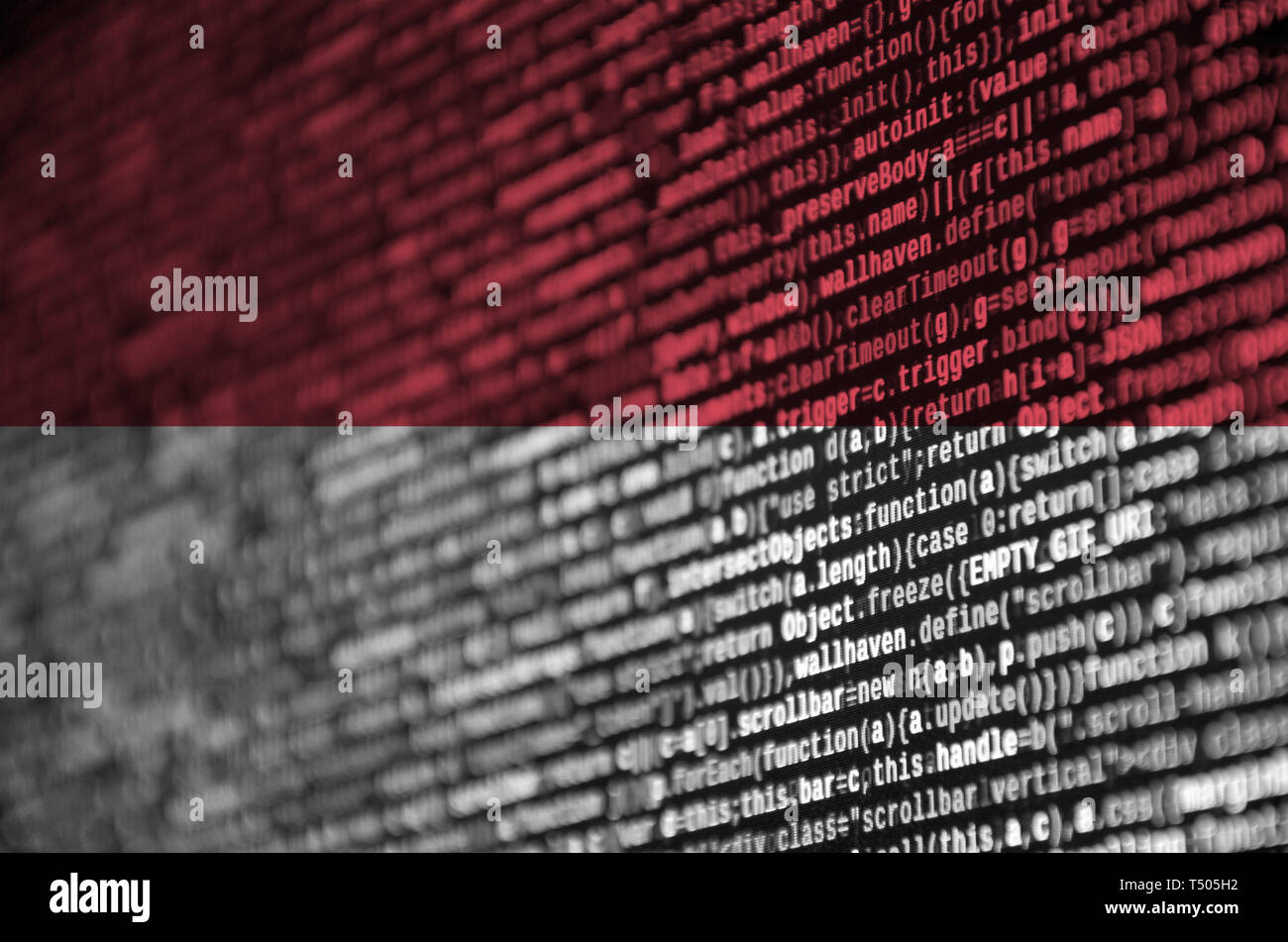 Indonesia flag is depicted on the screen with the program code. The ...