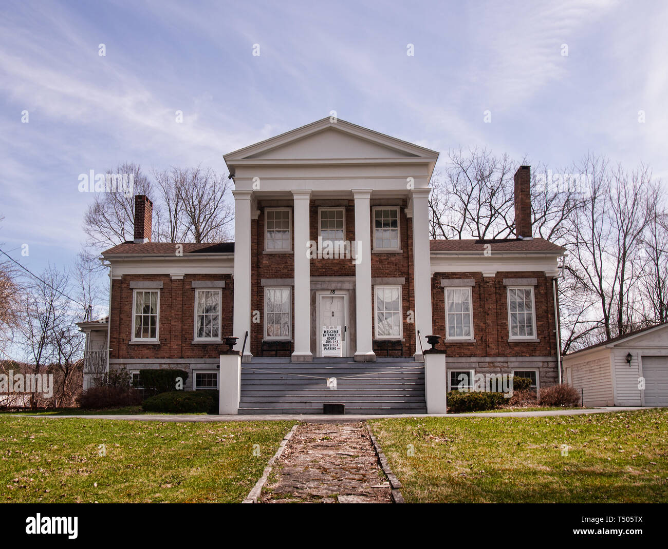 Marcellus , New York, USA. April 17, 2019. Front view of the Tefft-Steadman House,  listed on the National Registry of Historic Places, and run as a m Stock Photo