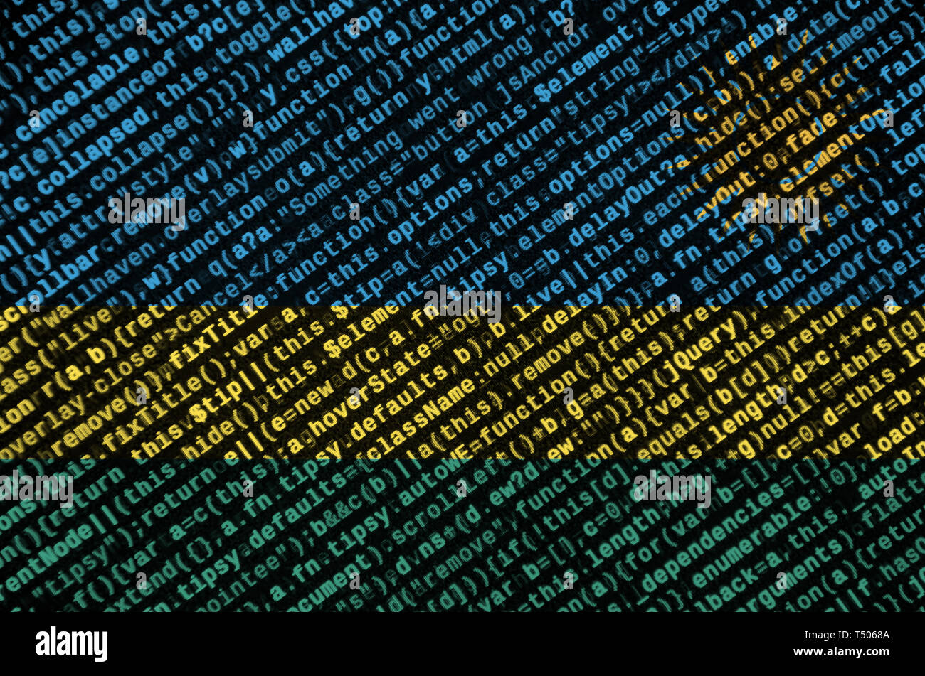 Rwanda Code Rwanda flag is depicted on the screen with the program code. The ...
