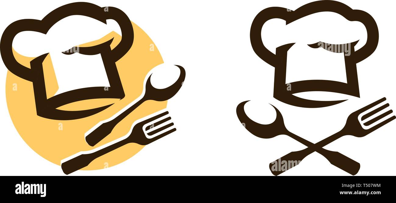 Restaurant logo or symbol. Menu, cooking icon. Vector illustration Stock Vector
