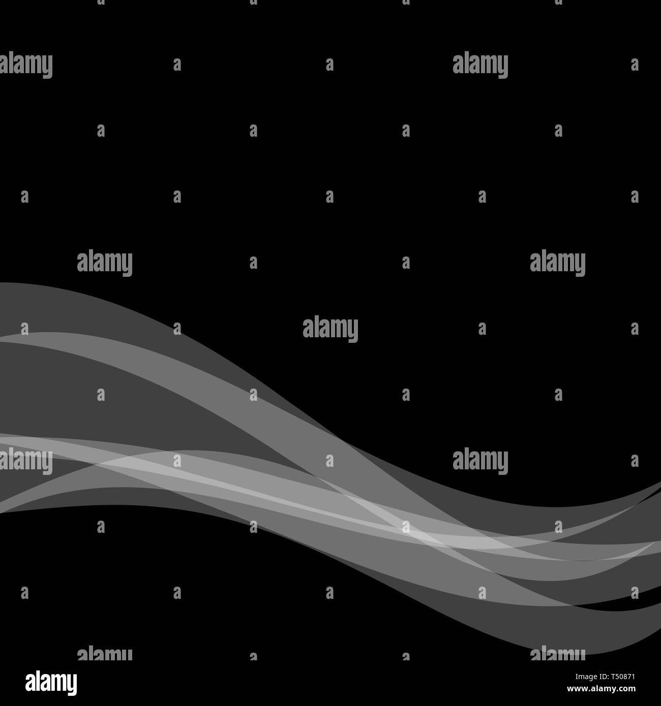 Vector abstract wave background. white wave on black background Stock ...