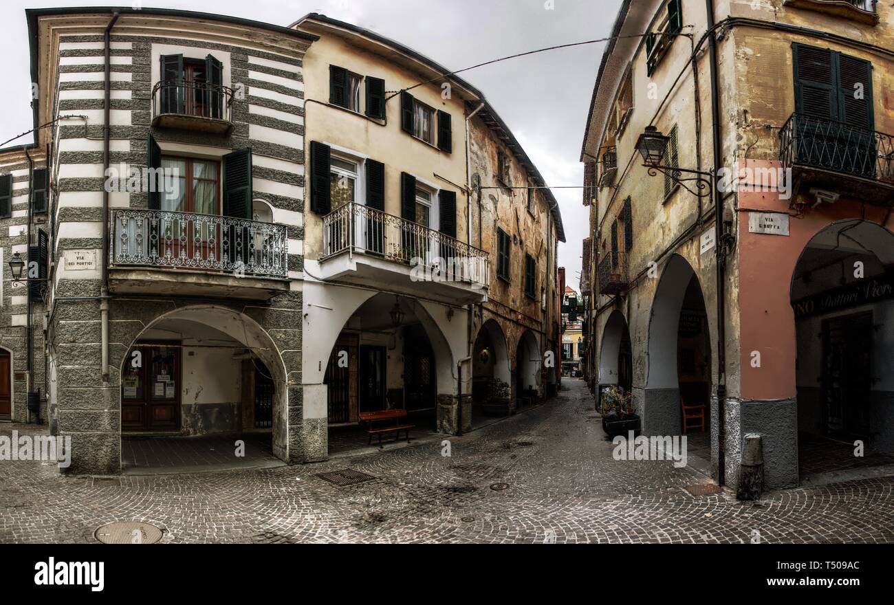 Street view of Cairo Montenotte, small town in Liguria Stock Photo - Alamy