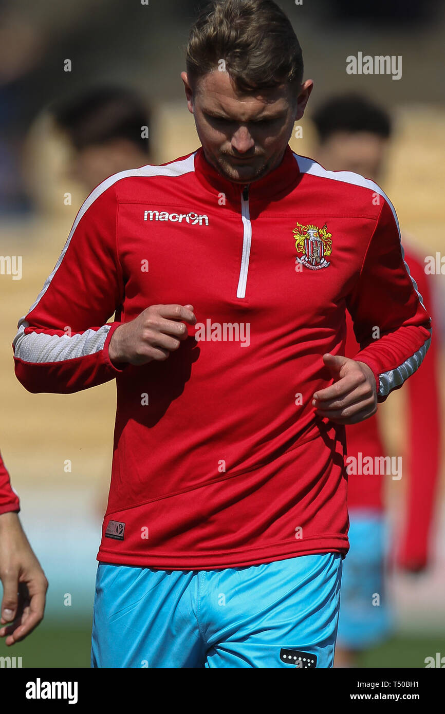 Burslem, Stoke-on-Trent, UK. 19th Apr, 2019. Stevenage defender Johnny Hunt (3) during the EFL Sky Bet League 2 match between Port Vale and Stevenage at Vale Park, Burslem, England on 19 April 2019. Photo by Jurek Biegus. Editorial use only, license required for commercial use. No use in betting, games or a single club/league/player publications. Credit: UK Sports Pics Ltd/Alamy Live News Stock Photo