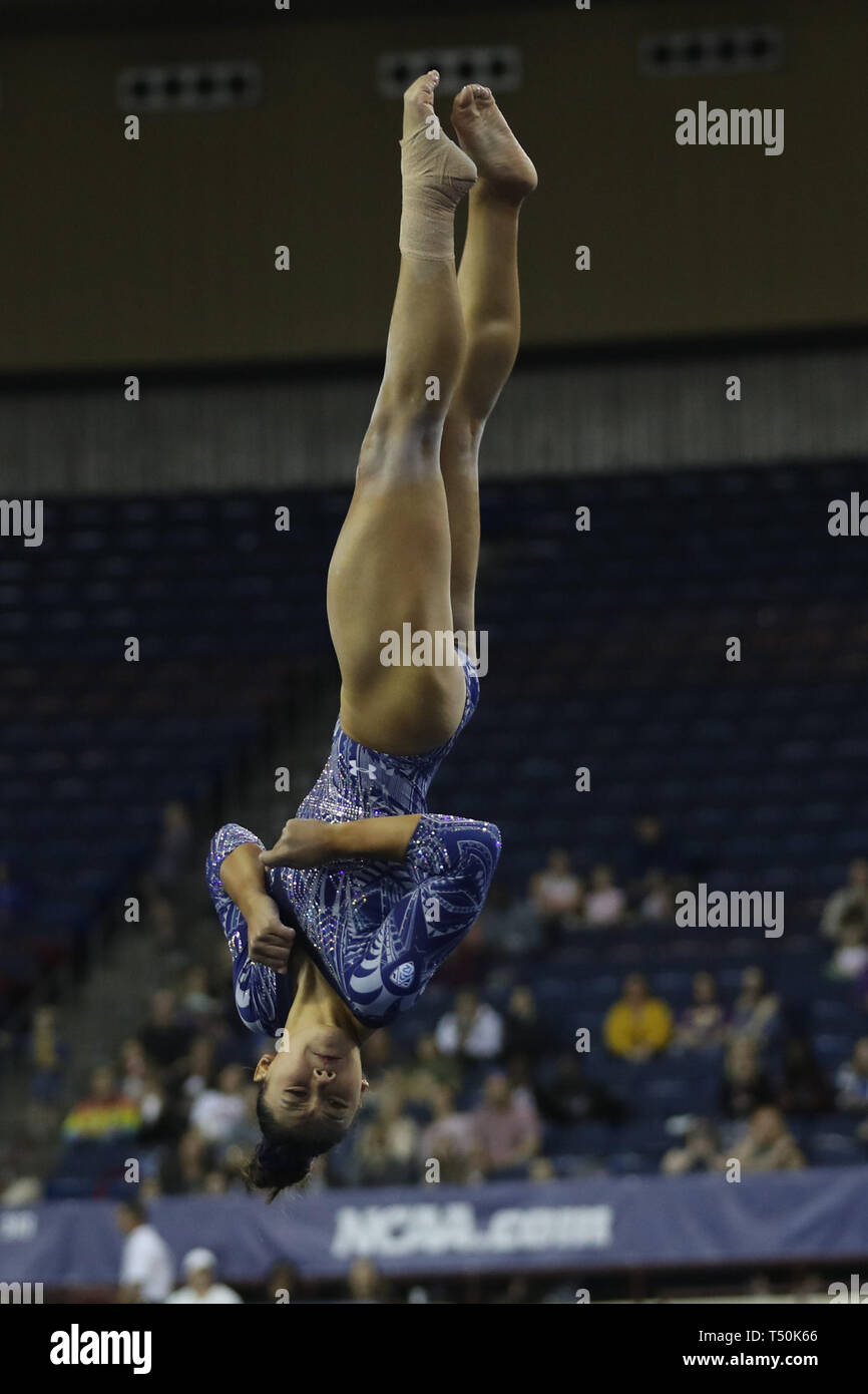 Fort Worth, TX, USA. 19th Apr, 2019. UCLA gymnast Kyla Ross competes