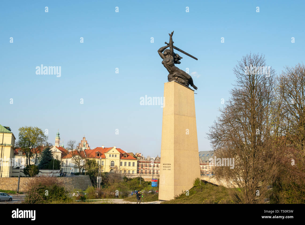 Warsaw, Poland. April, 2018.  Monument to the Heroes of Warsaw also called Nike Stock Photo