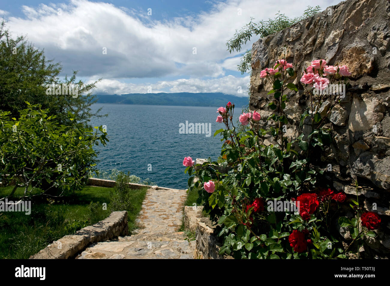 On the shore of Lake Ohrid, Republic of North Macedonia Stock Photo