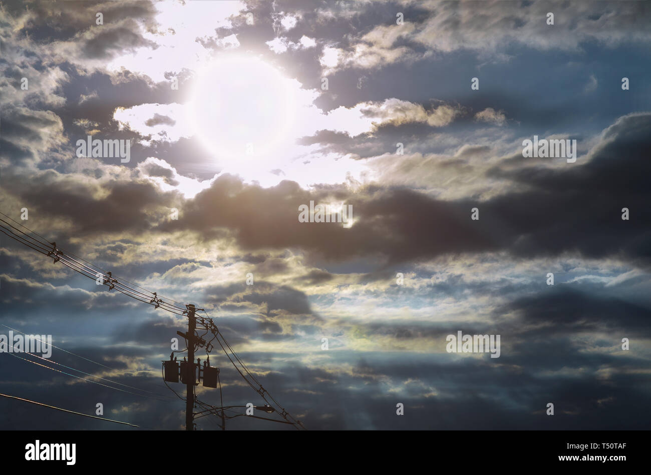 Strong sun and skies above sunshine beautiful heavenly landscape Stock ...