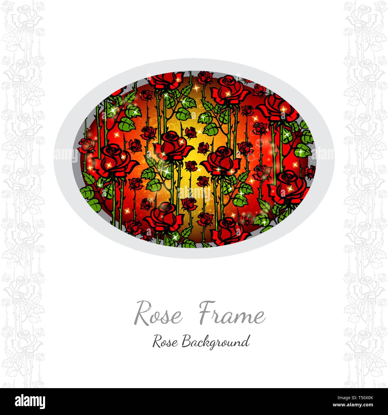 background with abstract floral rose pattern on circle frame and white part for your text,card or greeting Stock Vector