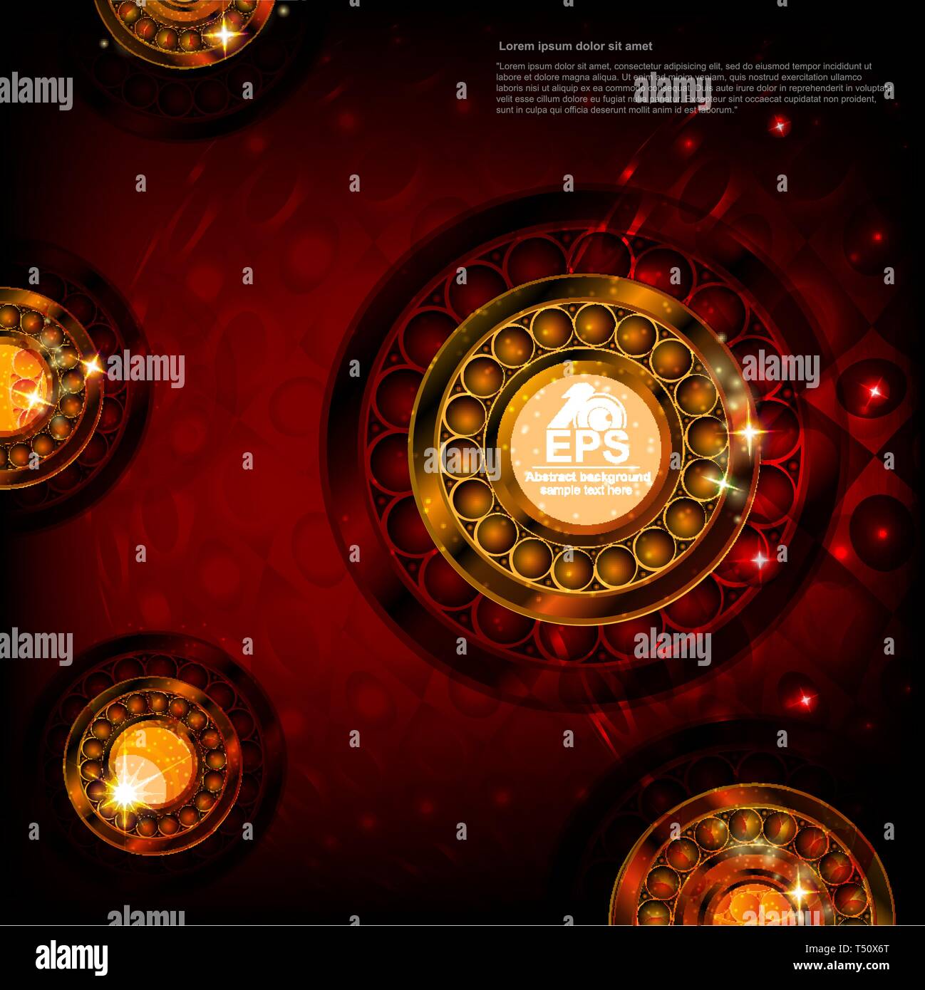 red abstract background with pattern circle shapes Stock Vector