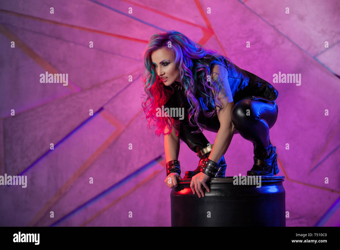 Purple Colored Hair Stock Photos Purple Colored Hair Stock