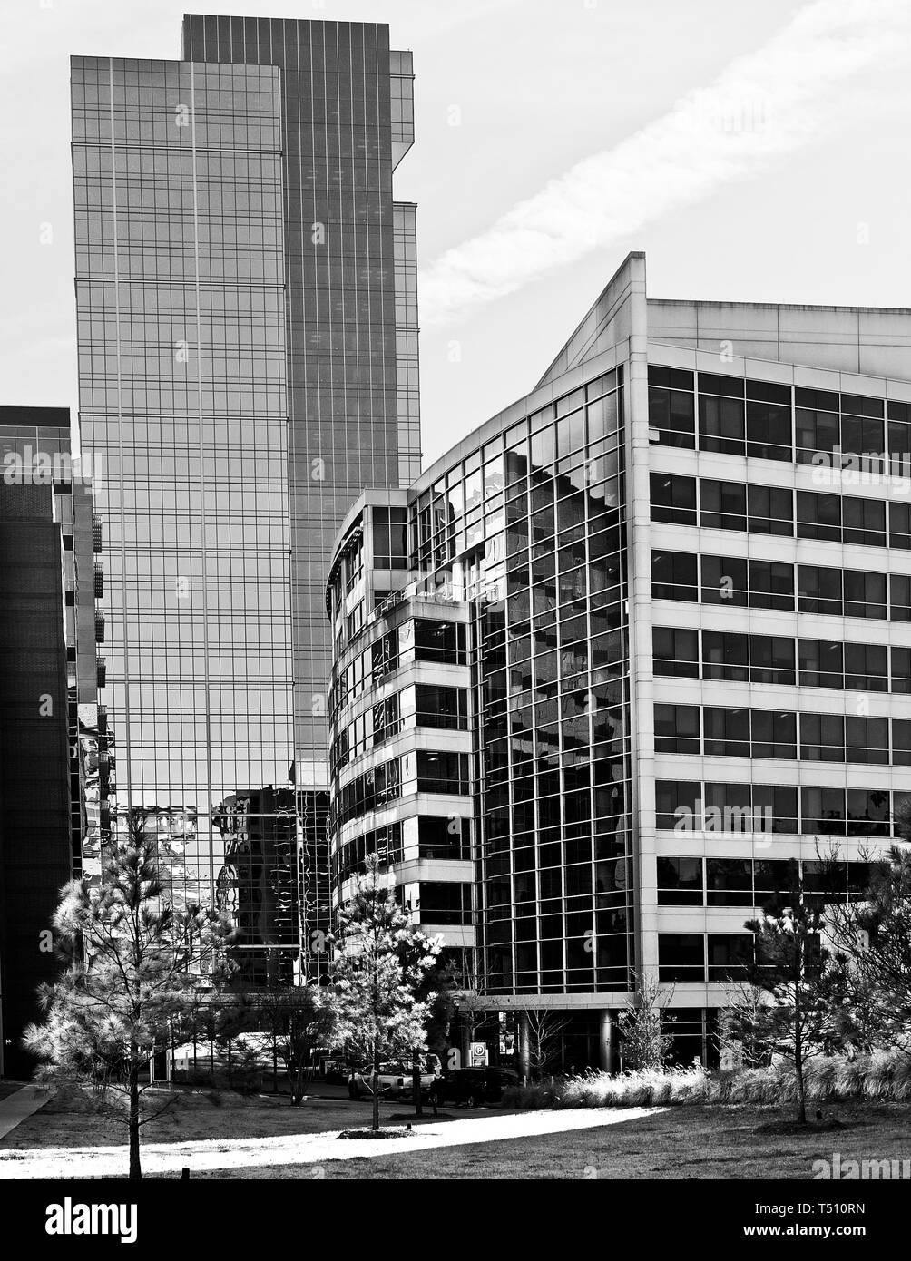 The Woodlands TX USA - Jan. 25, 2018  -  Modern Buildings in the City Stock Photo