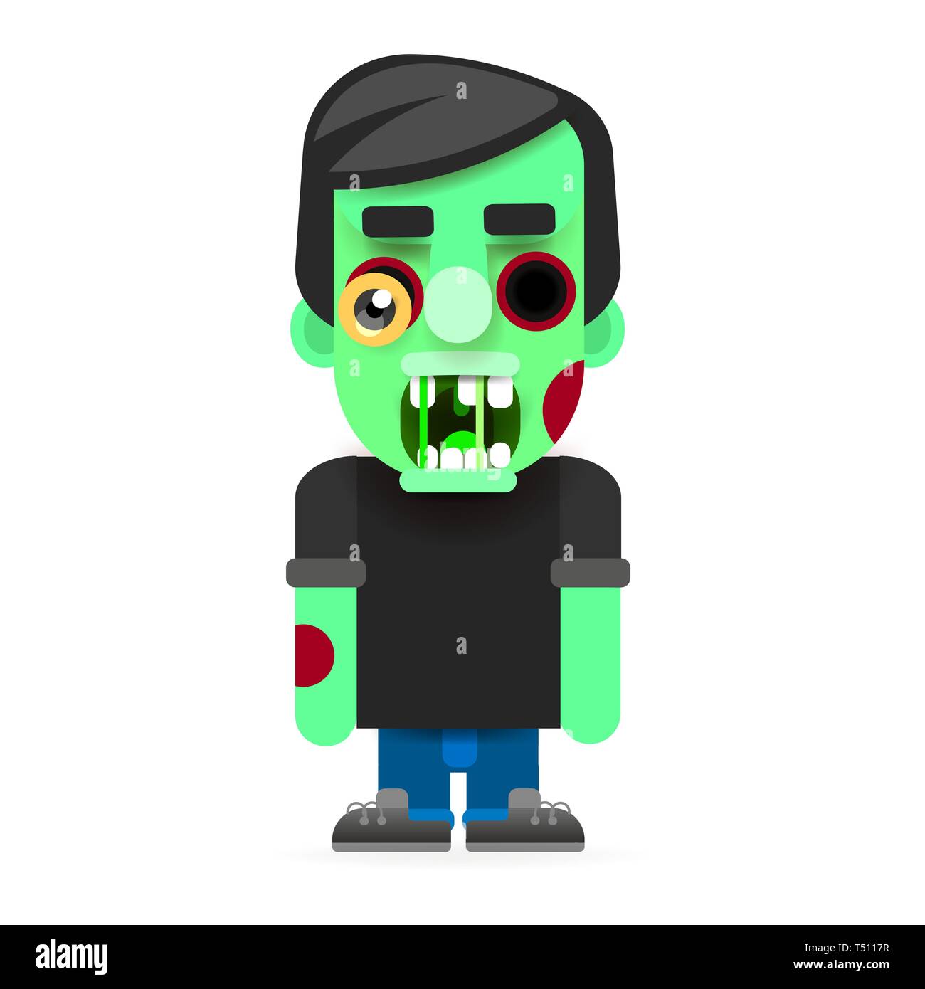 Mad Zombie Runs After The Victim. Happy Halloween. Stock Vector
