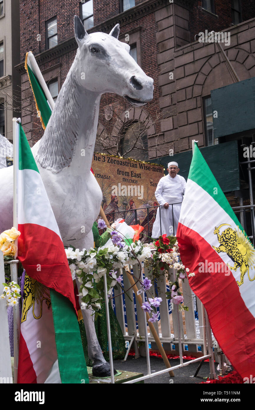 Persian culture and history was on display by flag waving crowds along Madison Avenue.  The parade celebrates the beginning of the Persian New Year, N Stock Photo