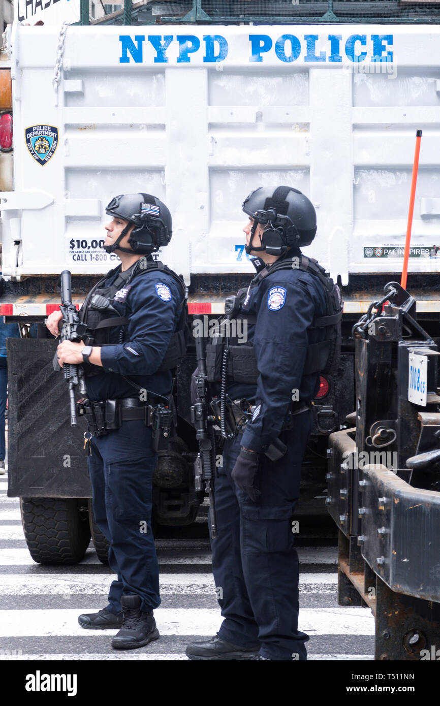 NYPD Counter Terrorism Officers On Duty at the Persian Day Parade in New York City, USA Stock Photo