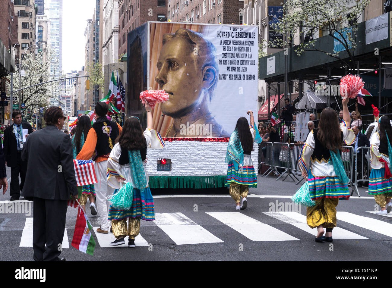 Persian culture and history was on display by flag waving crowds along Madison Avenue.  The parade celebrates the beginning of the Persian New Year, N Stock Photo