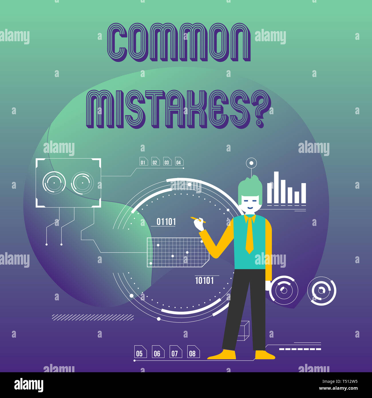 Writing note showing Common Mistakes Question. Business concept for ...