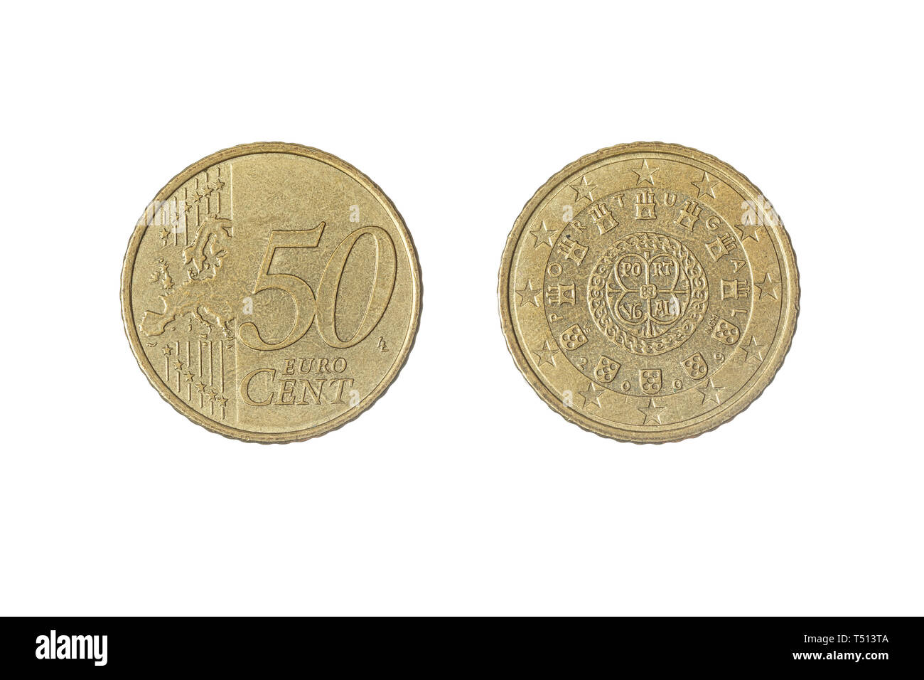Set Of Commemorative The Coin The Nominal Value Of Europe 50 Cent Coin From Portugal Isolate On White Background Stock Photo Alamy