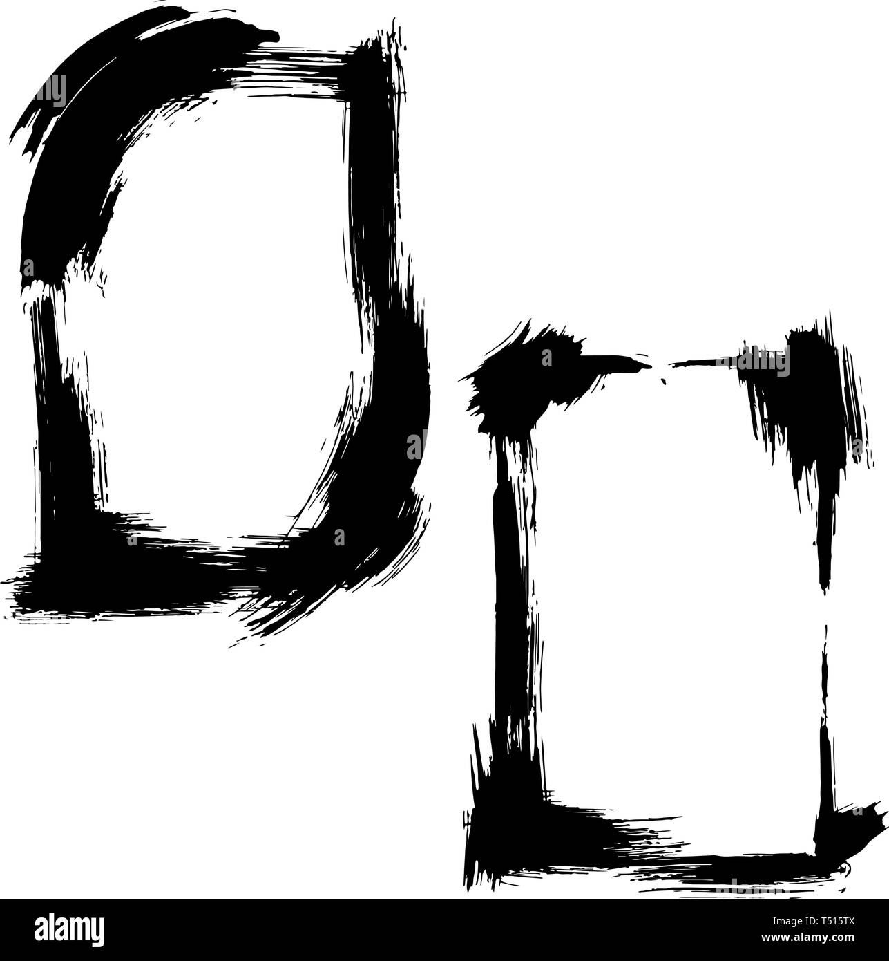 Vector Dry brush frames. Hand drawn artistic frames. Black and white