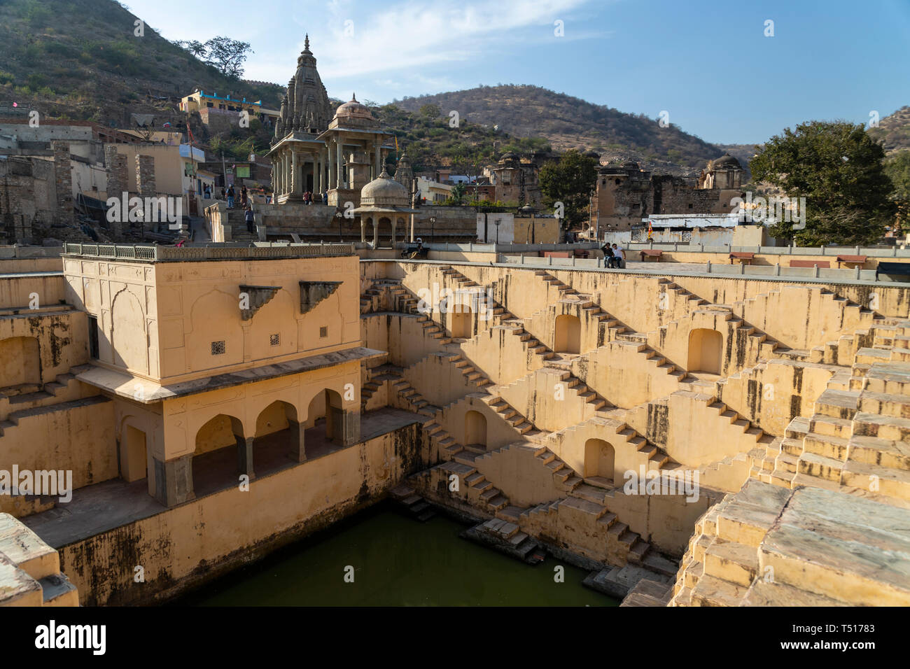 India, Rajasthan, Amer, traditional old Step Well Stock Photo