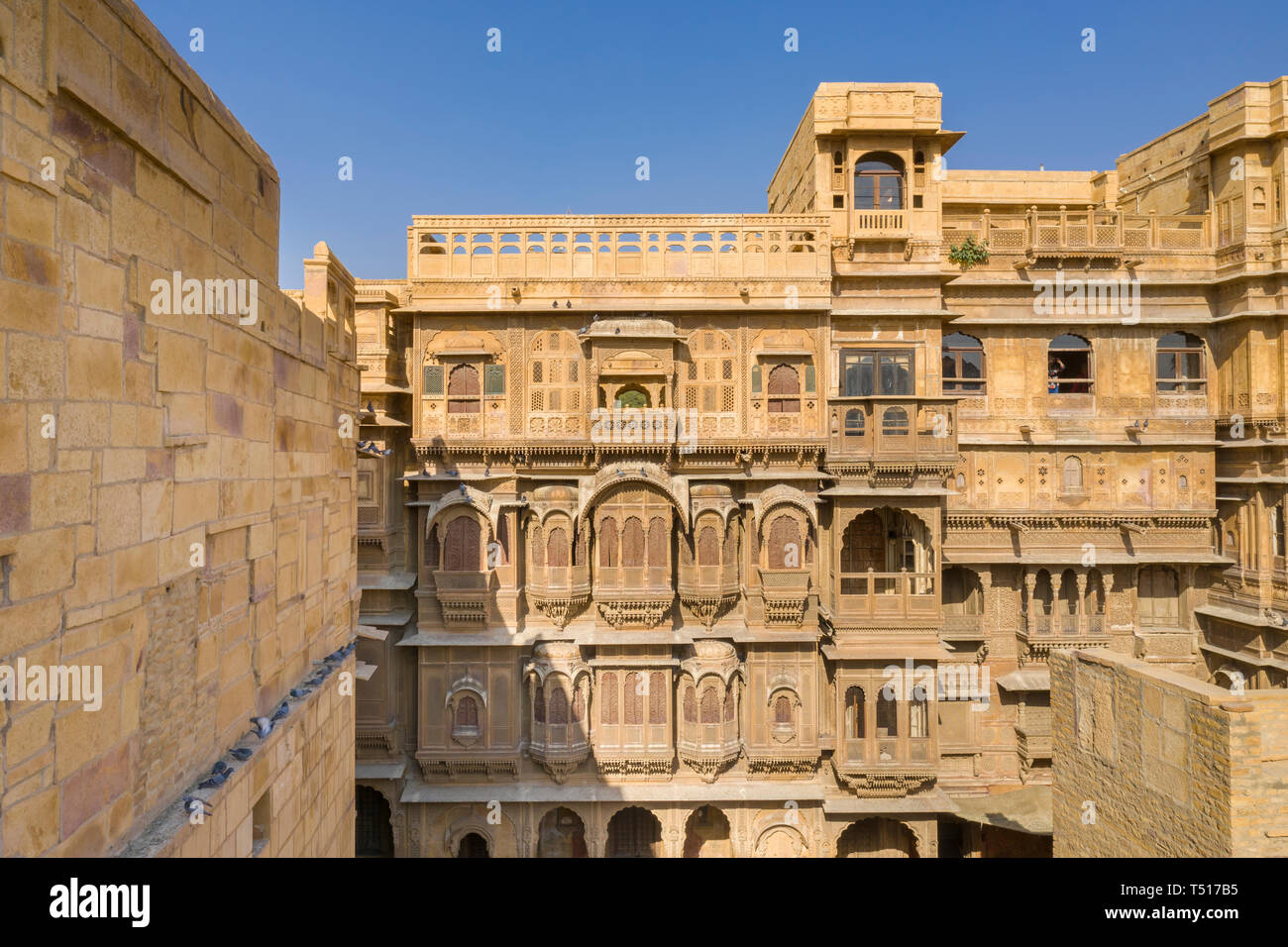 India, Rajasthan, Jaisalmer, Old Town, Typical Havel (Old historic House) Stock Photo