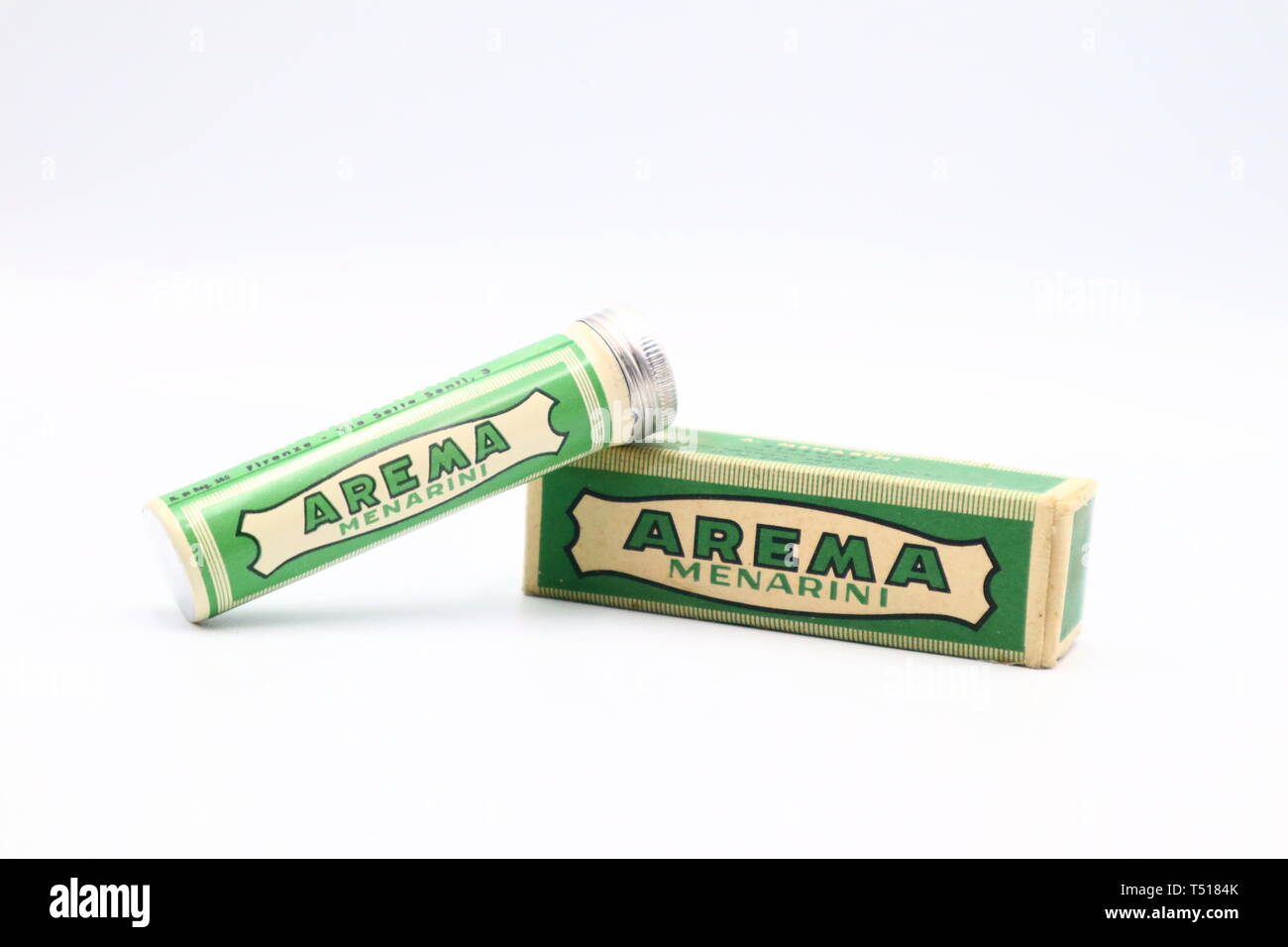 Vintage medicine AREMA for Flu treatment. Product by MENARINI on 1950/