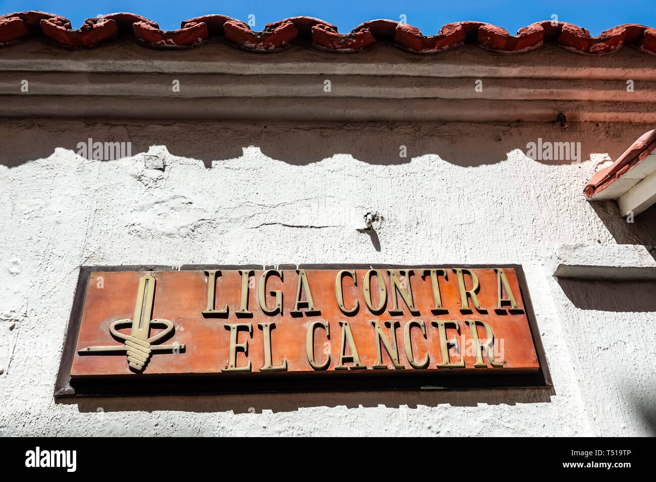 Cartagena Colombia,Liga Contra El Cancer,anti-cancer league,nonprofit,sign,COL190123055 Stock Photo