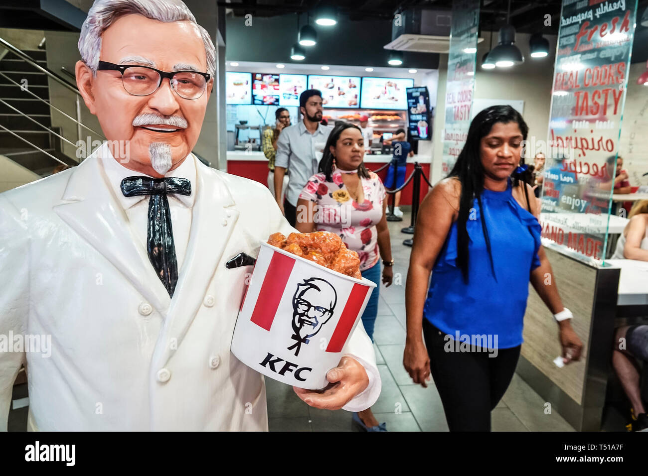 Cartagena Colombia,KFC,Kentucky Fried Chicken,American,fast food,restaurant restaurants dining eating out cafe cafes bistro,chain,Hispanic Latin Latin Stock Photo