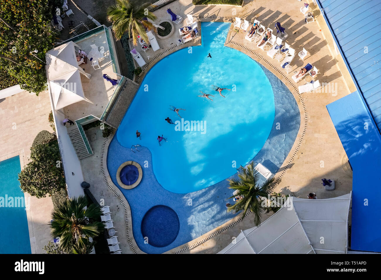 Cartagena Colombia,El Lagito,Hotel Dann,hotel hotels lodging inn motel motels,pool,amenity,Hispanic Latin Latino ethnic immigrant immigrants minority, Stock Photo