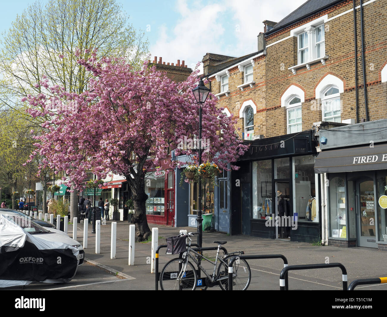 View of shops in Dulwich Village Stock Photo