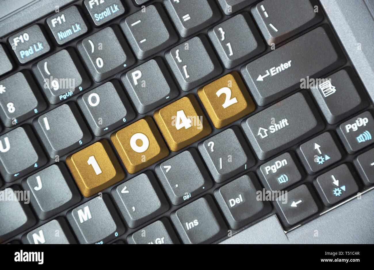 Brown 1042 key on keyboard Stock Photo