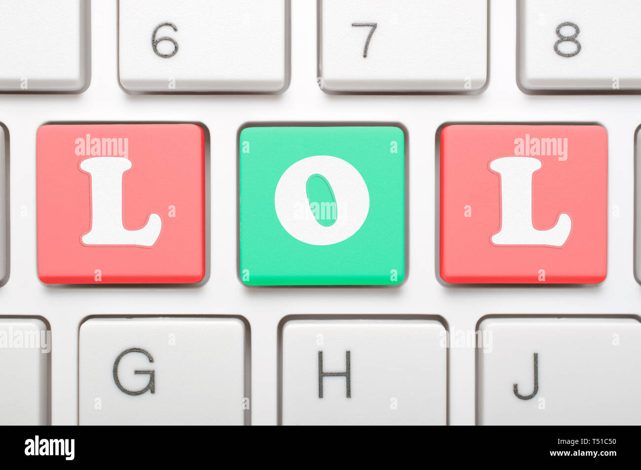 Colorful lol key on keyboard Stock Photo Alamy