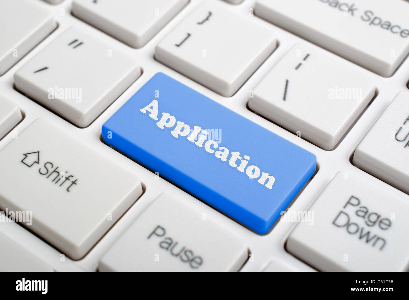 Blue application key on keyboard Stock Photo Alamy