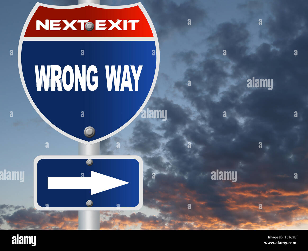Wrong way road sign Stock Photo Alamy
