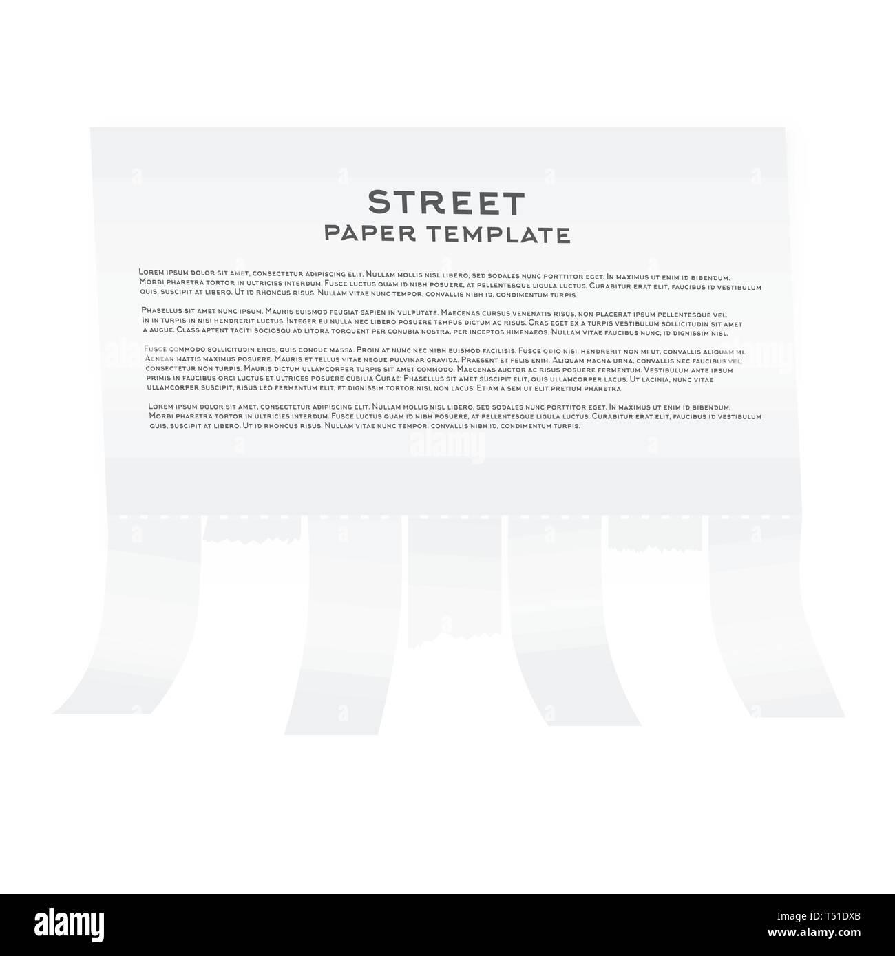 Tear off Stripes of Paper Sheet Isolated On White Background. Street Advertisement Template With Copy Space. Vector Illustration. Stock Vector