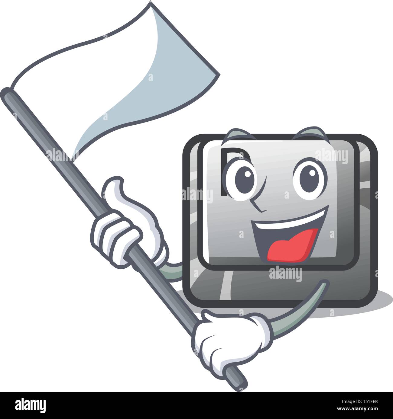 With flag button P on a game cartoon Stock Vector