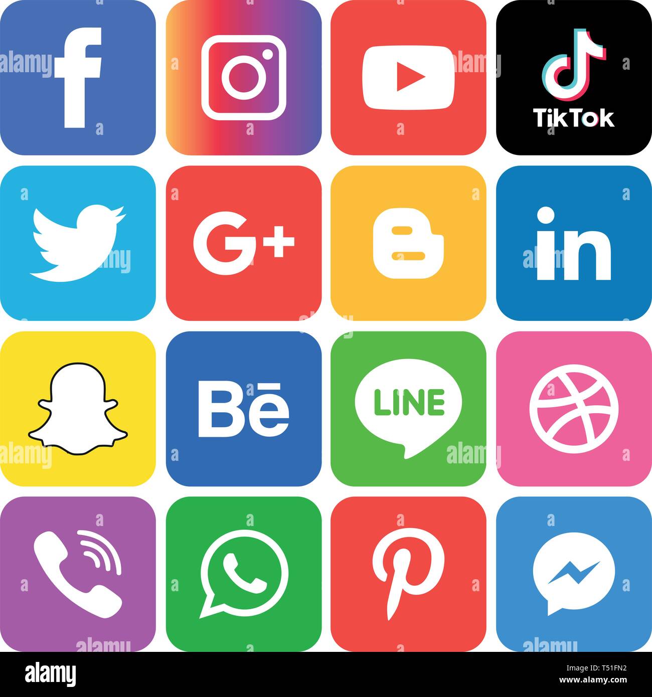 Social Media Icons Set Logo Vector Illustrator Background Social Media Icon Snapchat Facebook Instagram Twitter Whatsapp Set Network Stock Vector Image Art Alamy